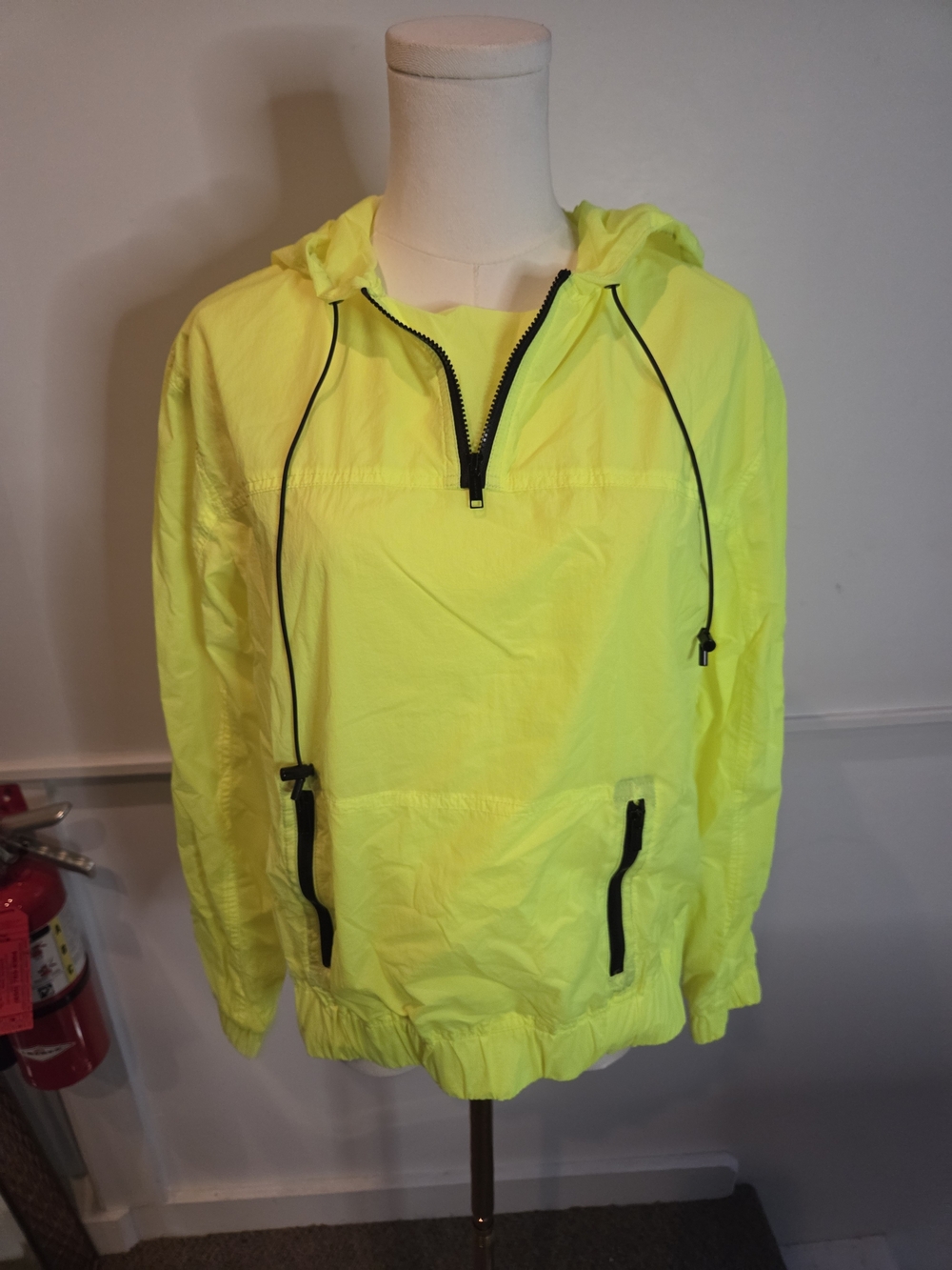 Michael Kors Neon Yellow Hooded Anorak Windbreaker Jacket S NWT